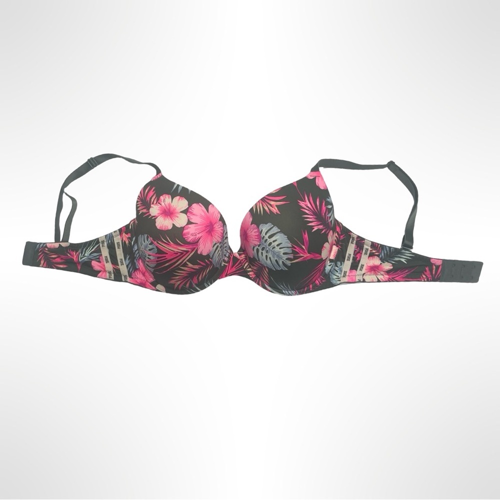 Victoria‎ Secret (PINK) push up bra olive green with tropical design size 34D
